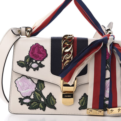 Gucci Calfskin Embroidered Small Sylvie Shoulder Bag White 13 of 13