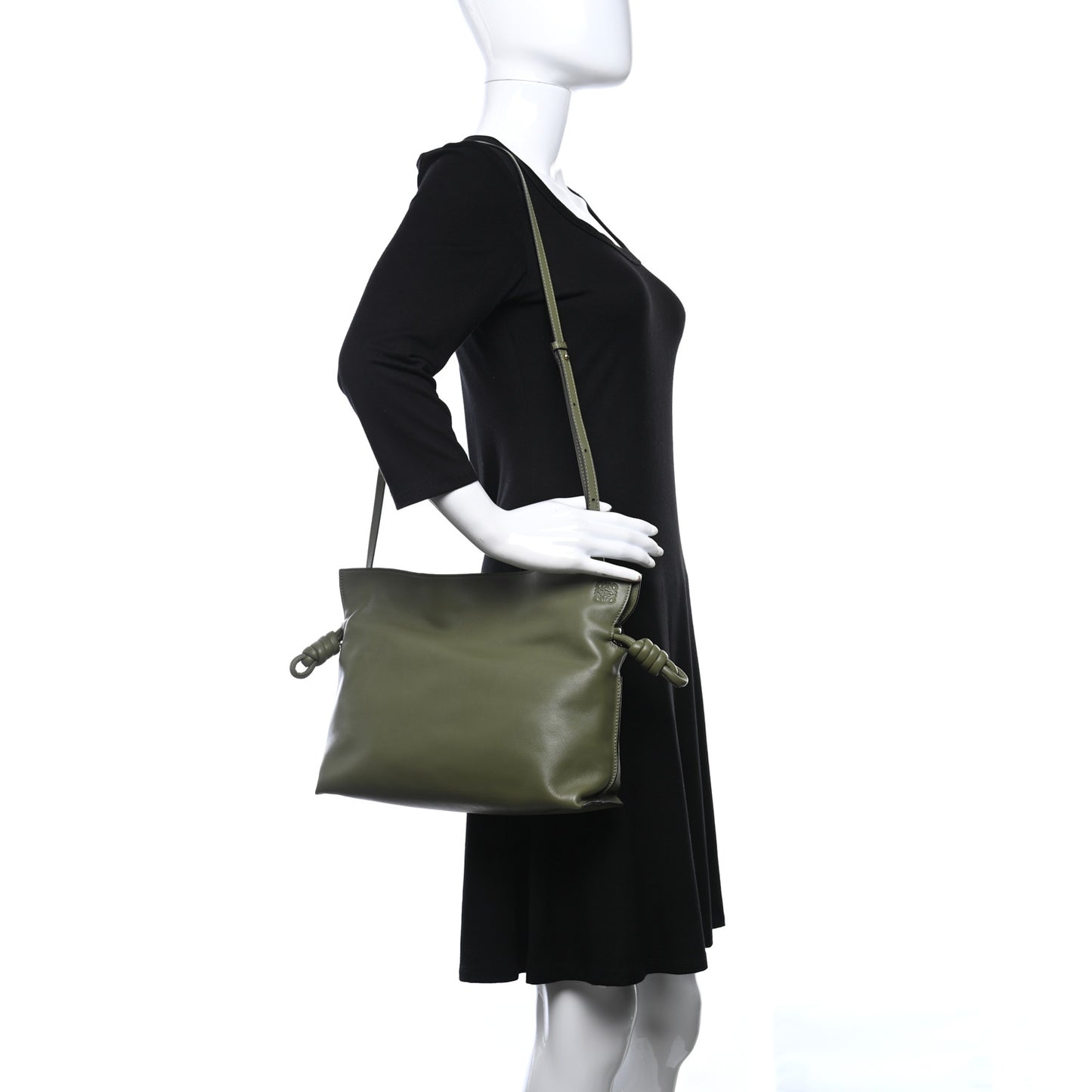 Calfskin Small Flamenco Knot Bag Avocado Green