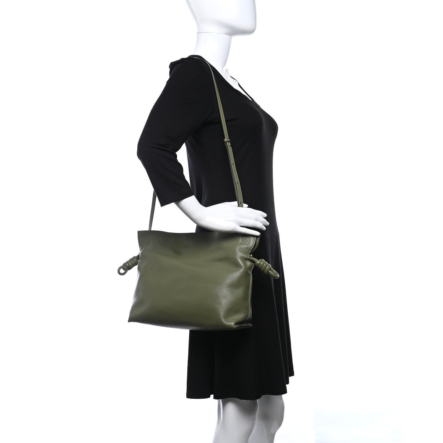 Loewe Calfskin Small Flamenco Knot Bag Avocado Green 2 of 9