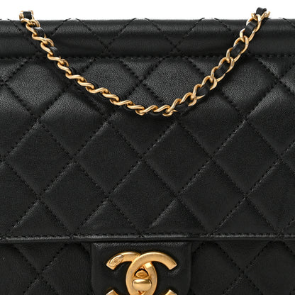 Chanel Lambskin Quilted Large Pearl Chain Flap Bag Black 8 of 13