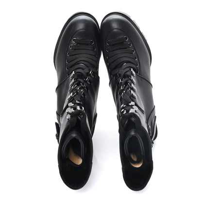 Christian Louboutin Calfskin Macademia 100 Biker Platform Boots 38.5 Black 2 of 9