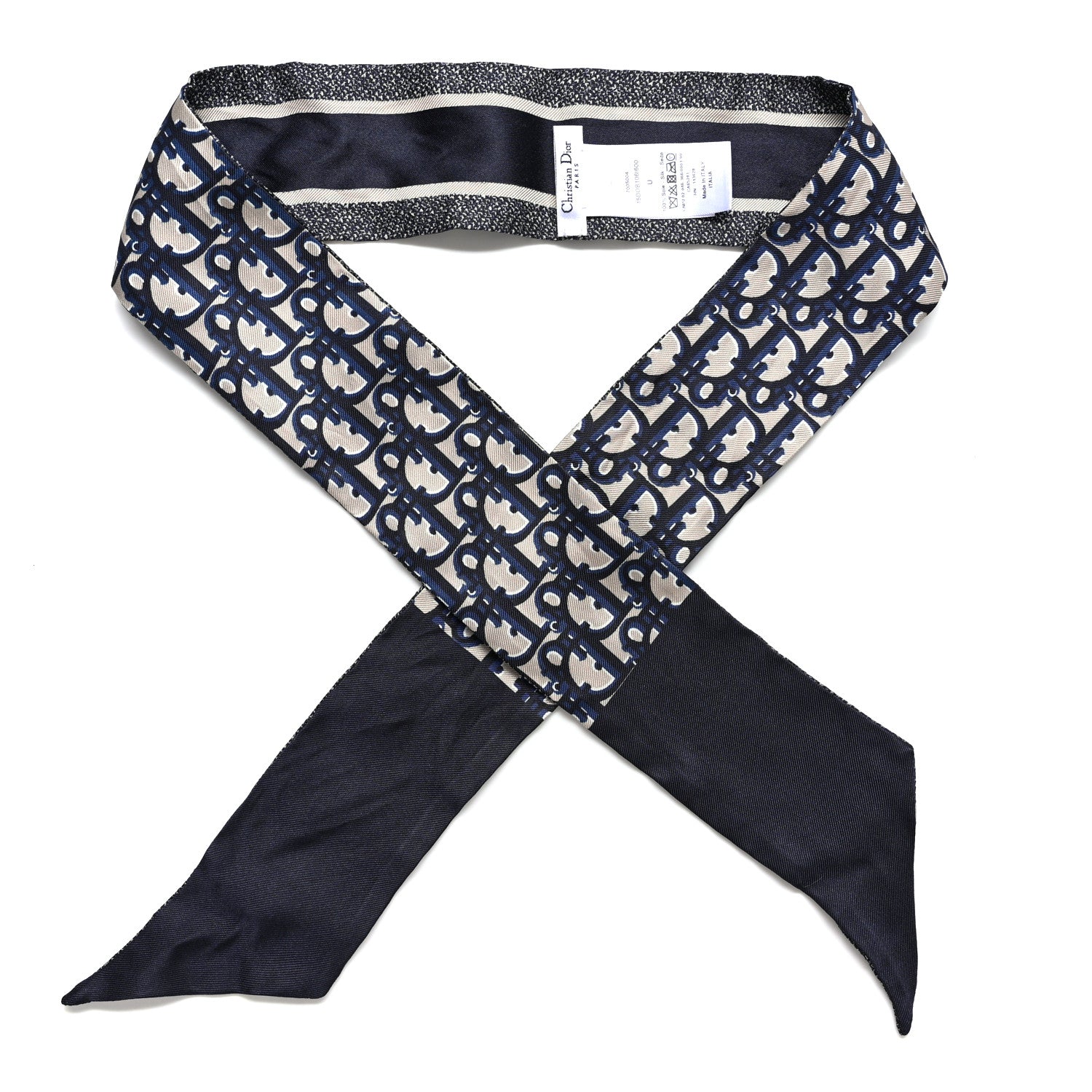 Christian Dior Silk Oblique Mitzah Scarf Blue 1 of 9