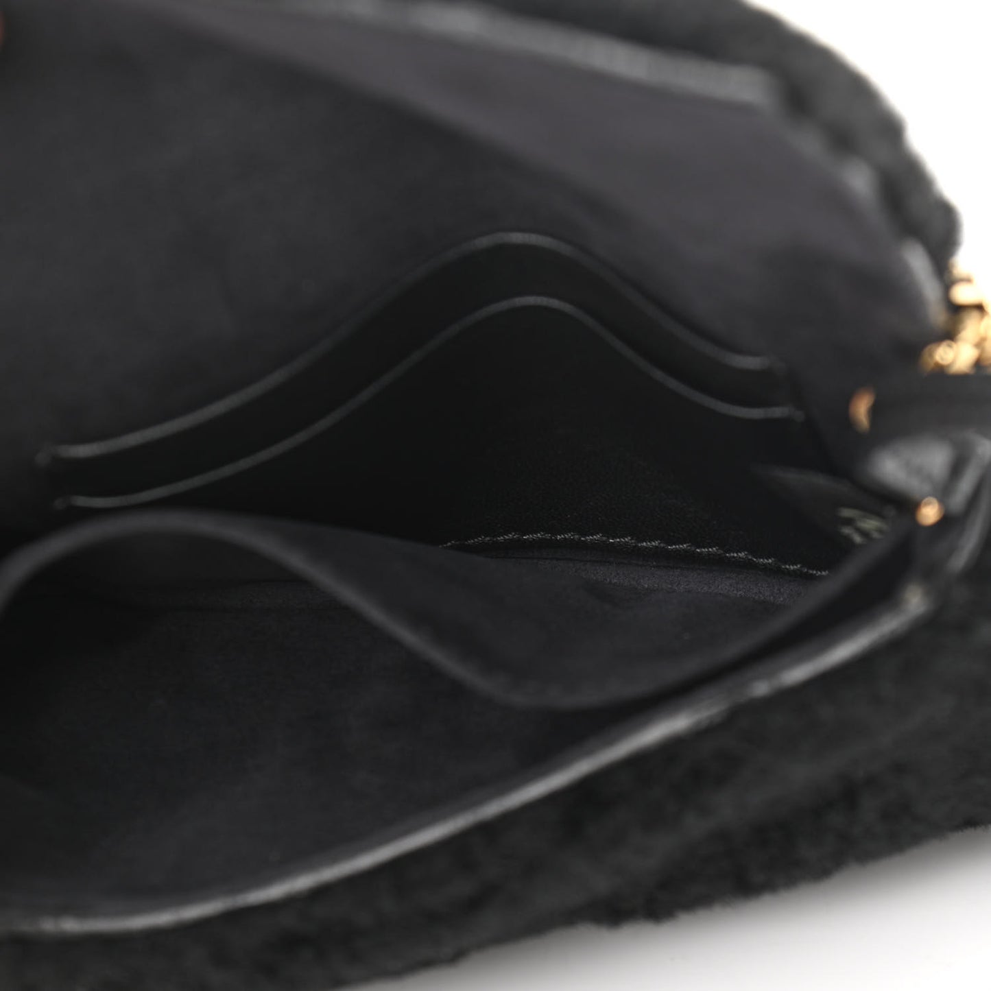 Shearling Shiny Nappa Micro Baguette Black