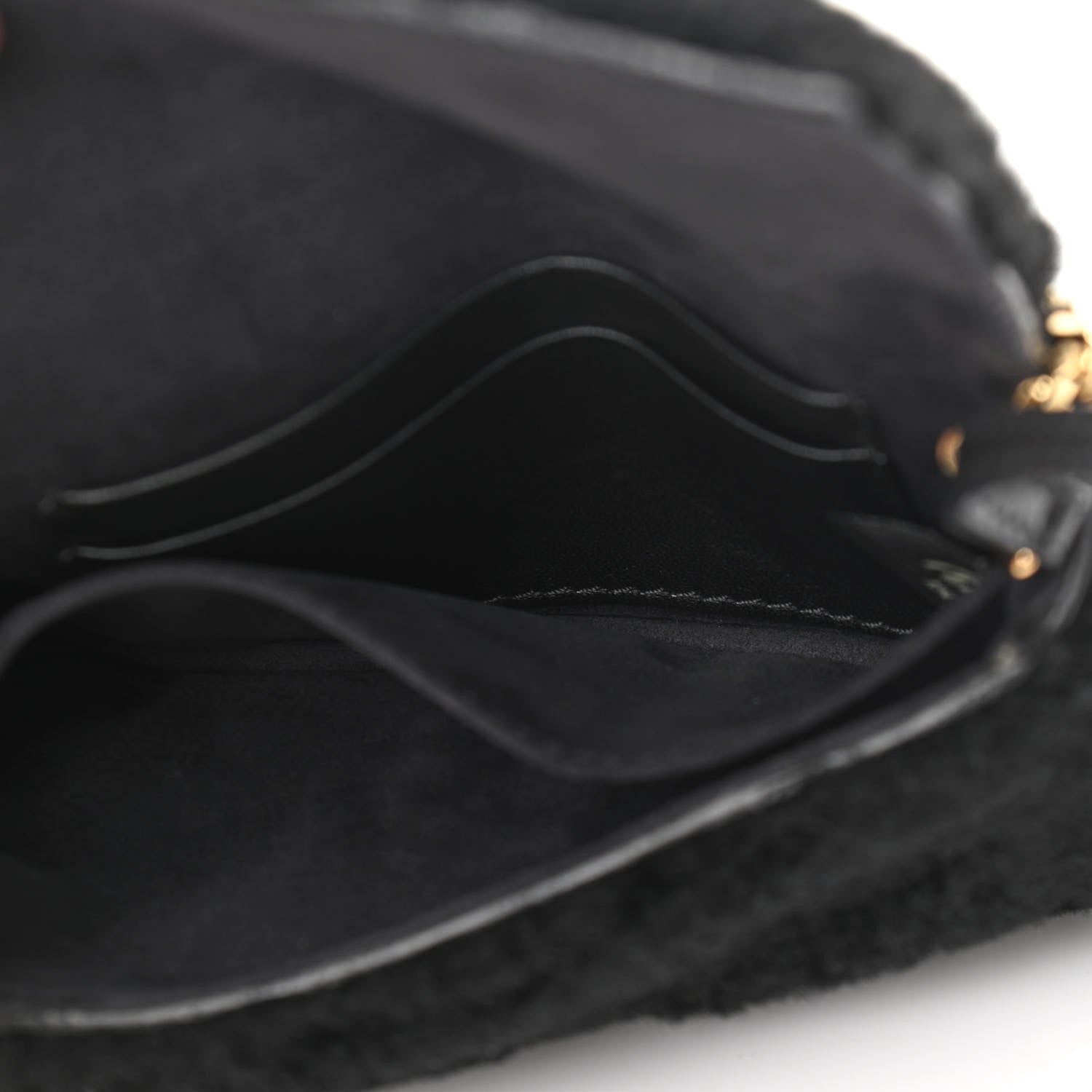 Fendi Shearling Shiny Nappa Micro Baguette Black 5 of 11
