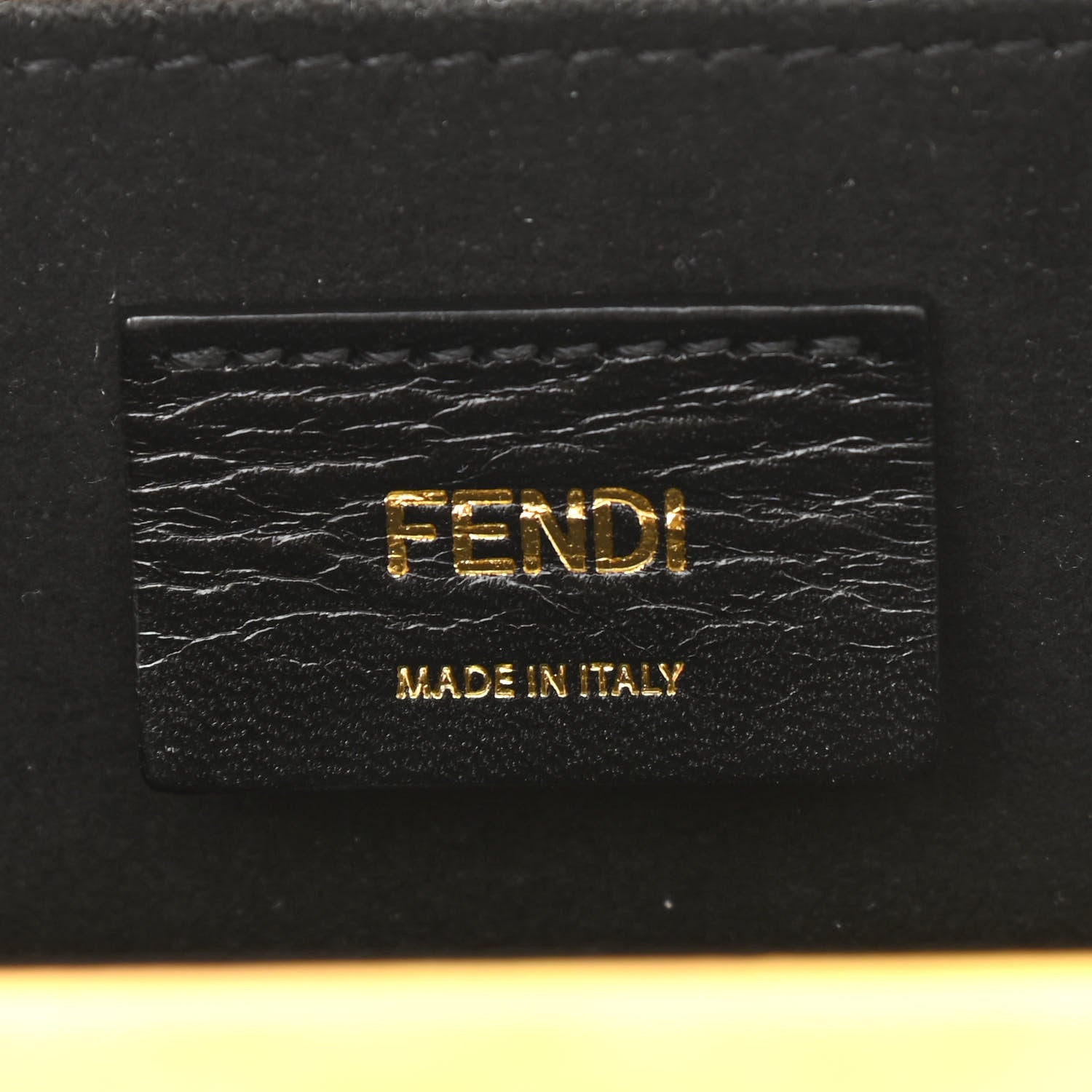 Fendi Vitello Fluffy Logo Horizontal Box Crossbody Bag Yellow Box Black 6 of 9