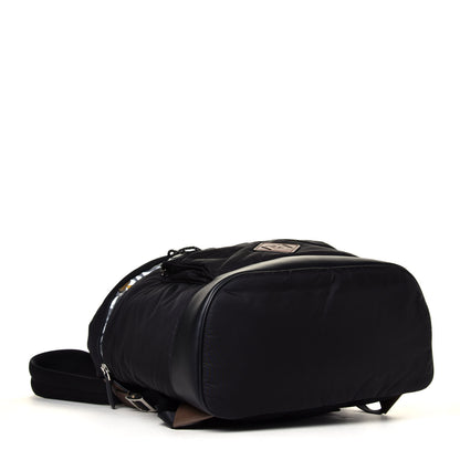 Fendi Nylon Cuoio Romano Monster Eyes Expandable Drawstring Backpack Black Argento Sunflower 3 of 4