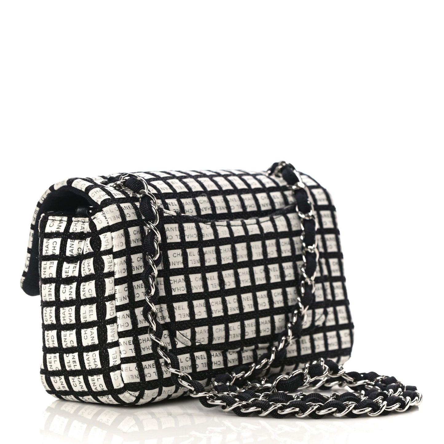 Ribbon Tweed Small Single Flap Black White
