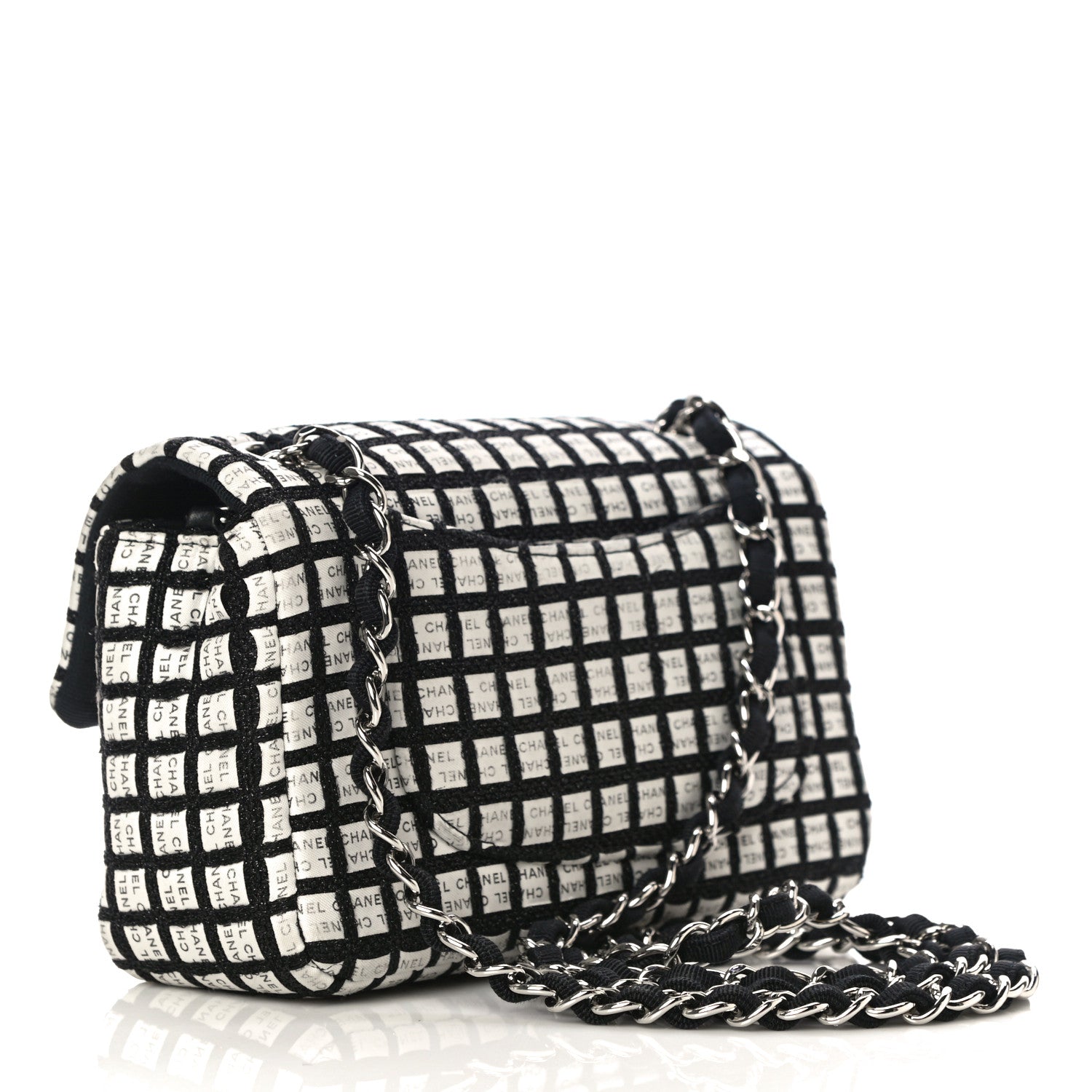 Chanel Ribbon Tweed Small Single Flap Black White 2 of 16
