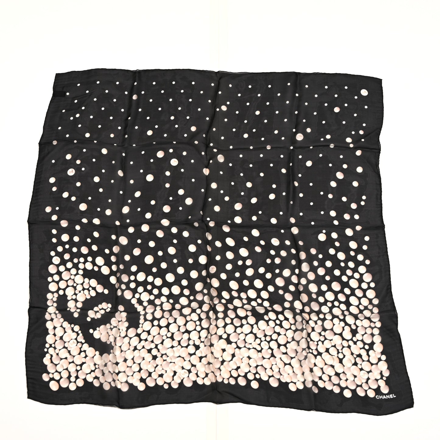 Silk Pearl Square Scarf Black