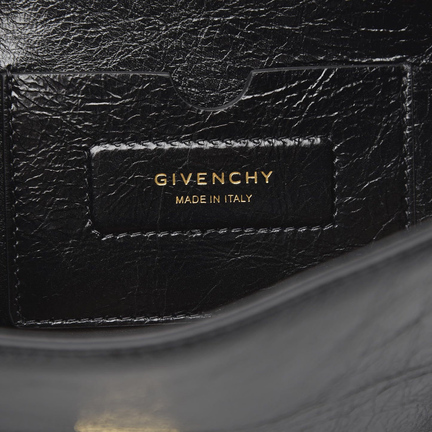 Creased Patent Calfskin Medium ID Flap Black