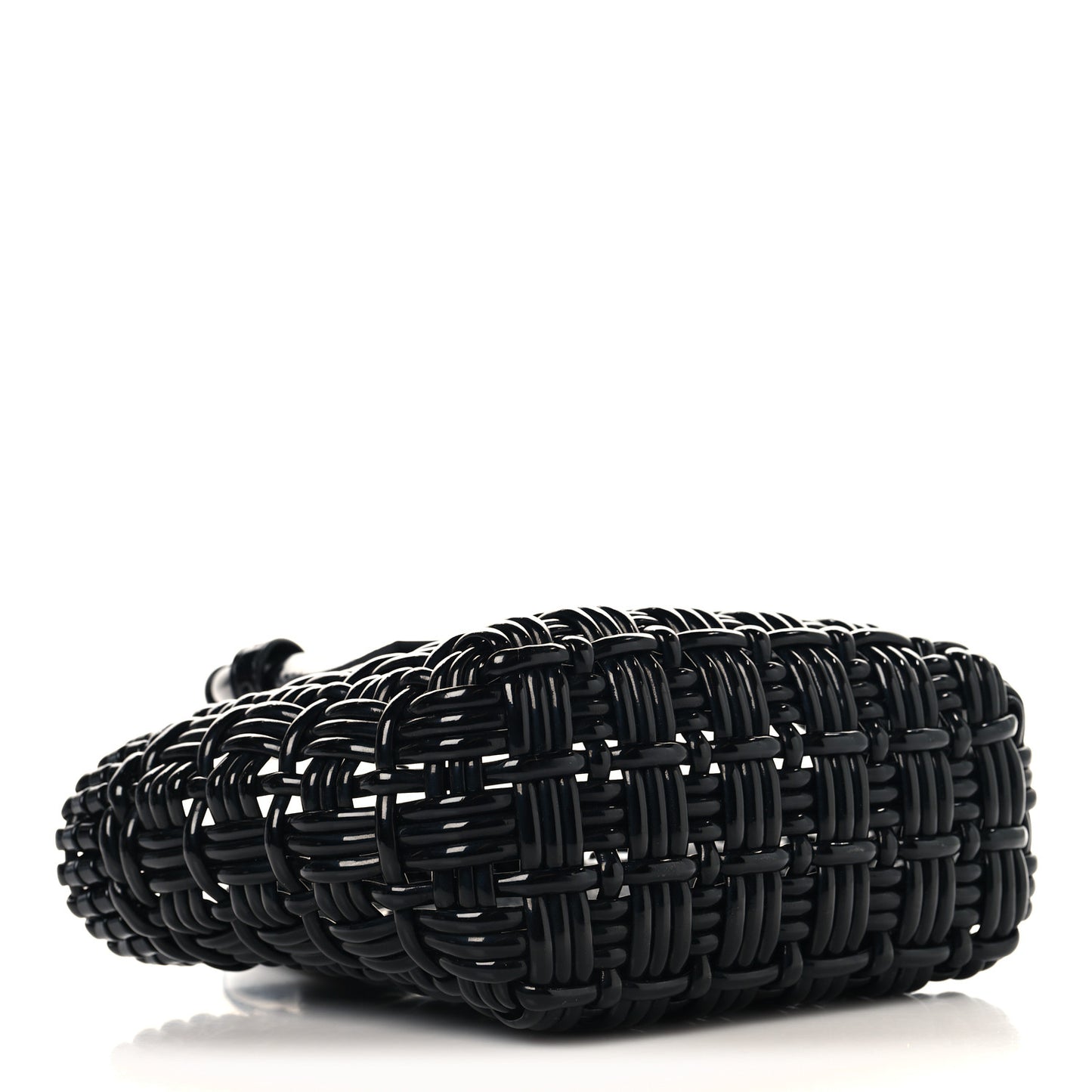 Faux Calfskin Braided Varnished XXS Bistro Basket Black