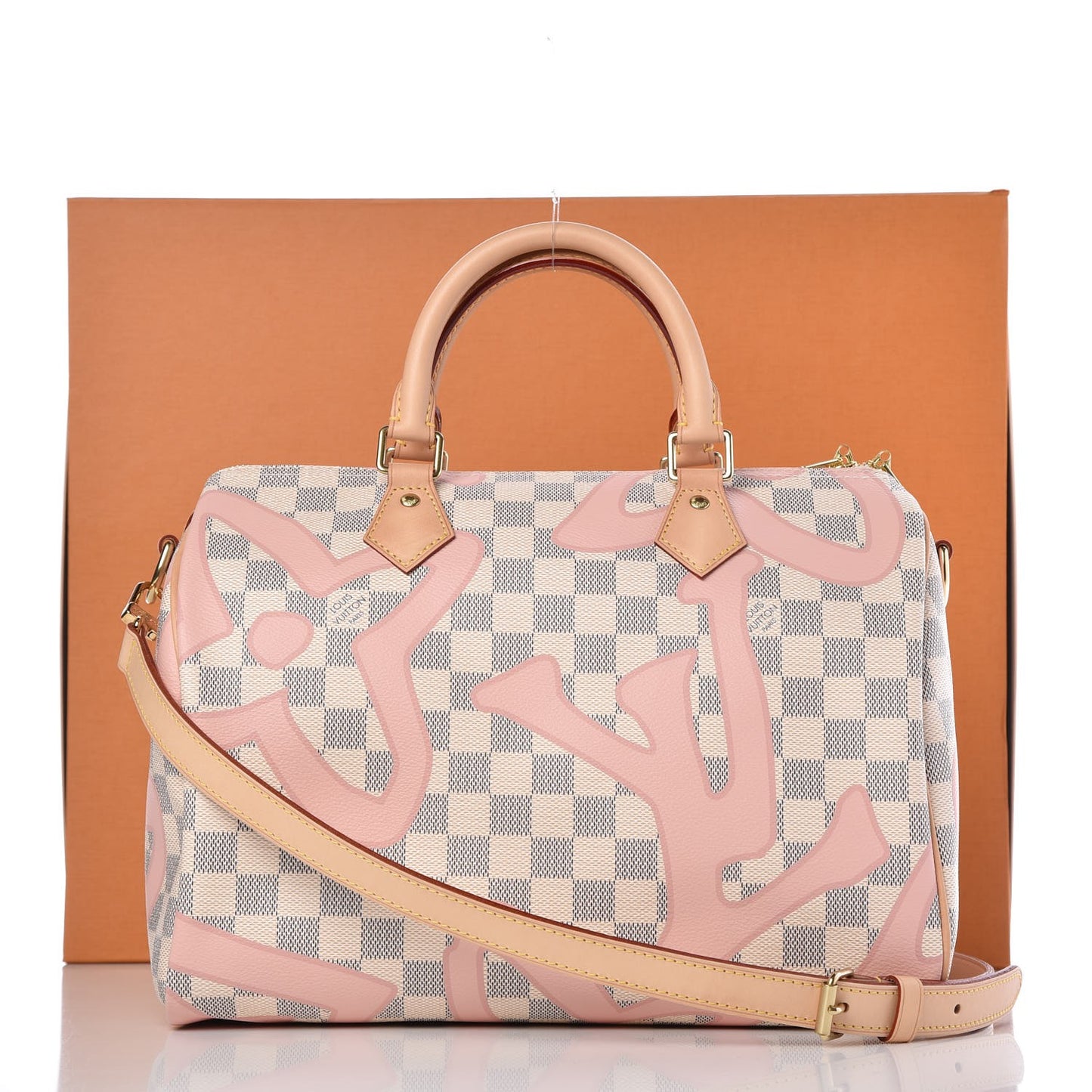 Damier Azur Tahitienne Speedy Bandouliere 30 Rose Ballerine