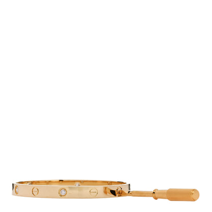 Cartier 18K Yellow Gold 4 Diamond LOVE Bracelet 18 3 of 9