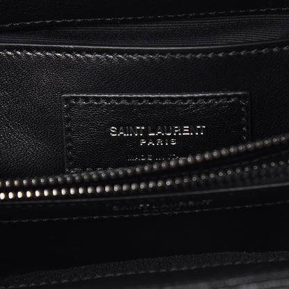 Saint Laurent Sheepskin Matelasse Chevron Monogram Medium College Bag Black 5 of 11