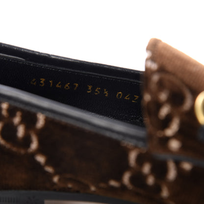 Gucci Velvet GG Monogram Horsebit Womens Jordaan Loafers 35.5 Brown Black 10 of 11