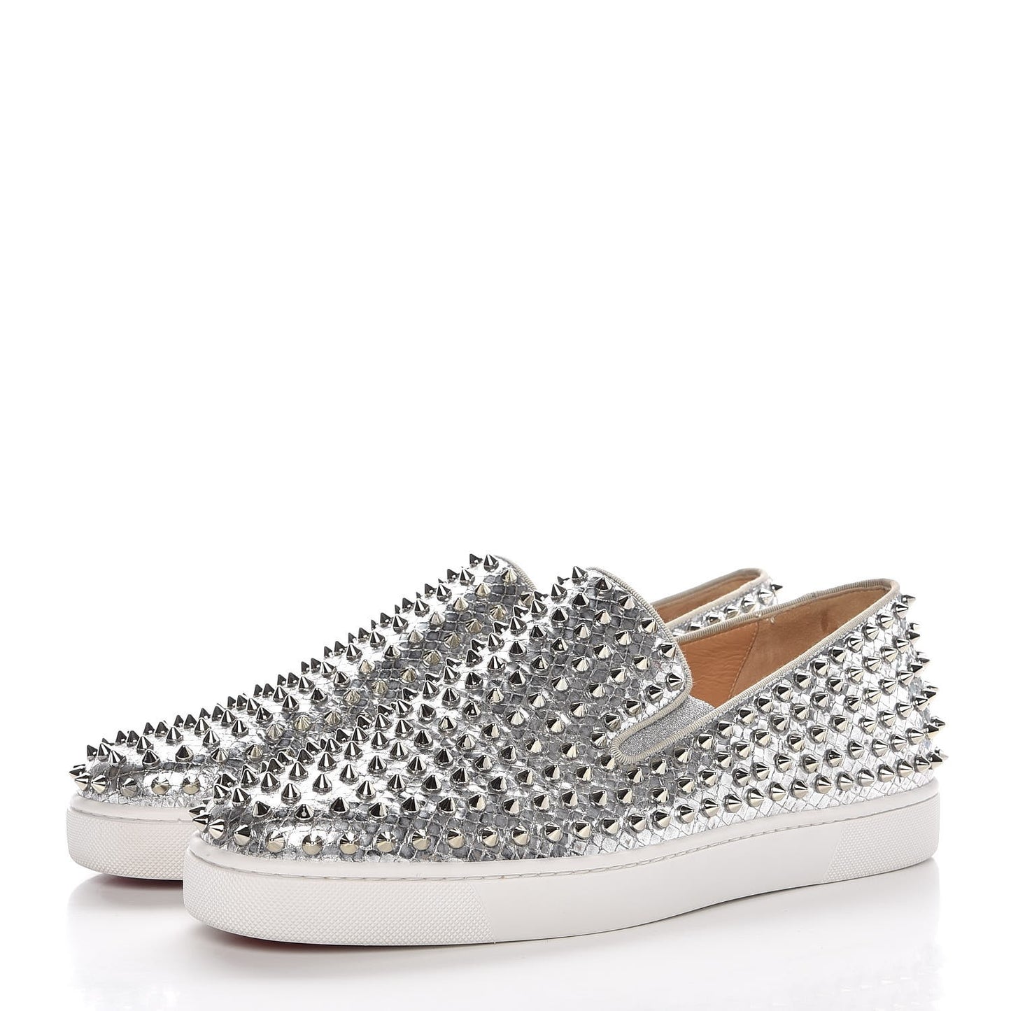 Mens Python Spikes Roller Boat Flat 45 Antique Silver