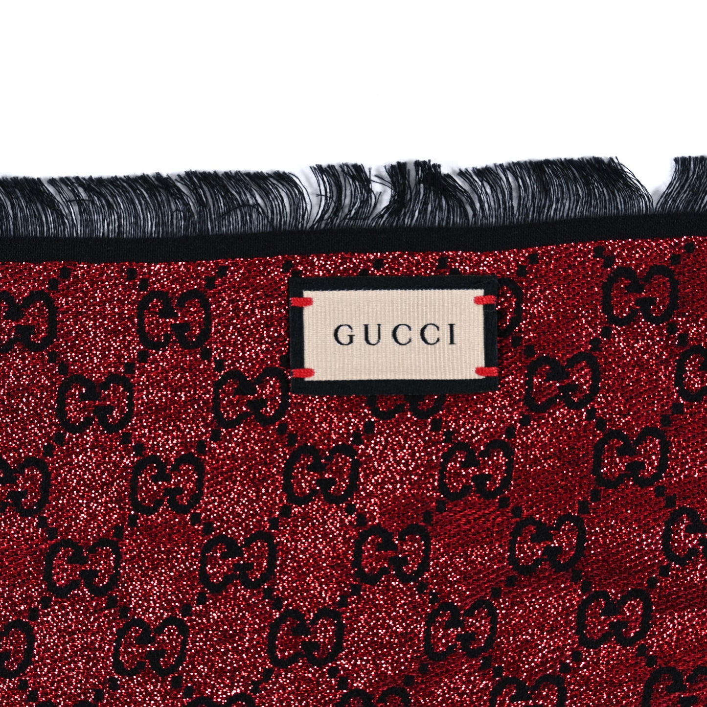 Viscose Cotton Silk Jacquard GG Monogram Shiny Summer Square Shawl Black Multicolor