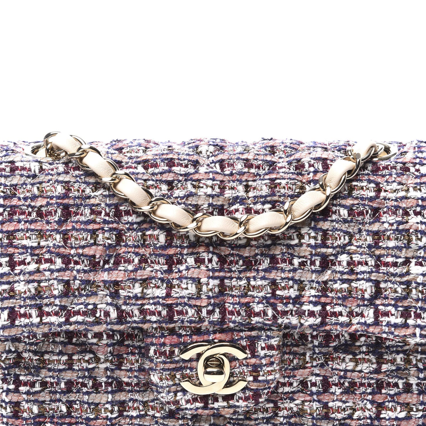 Tweed Quilted Mini Rectangular Flap Pink