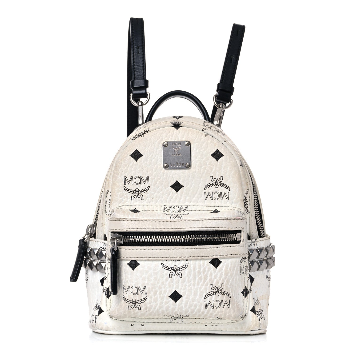 MCM Visetos Side Stud X-Mini Stark Bebe Boo Backpack White 1 of 23