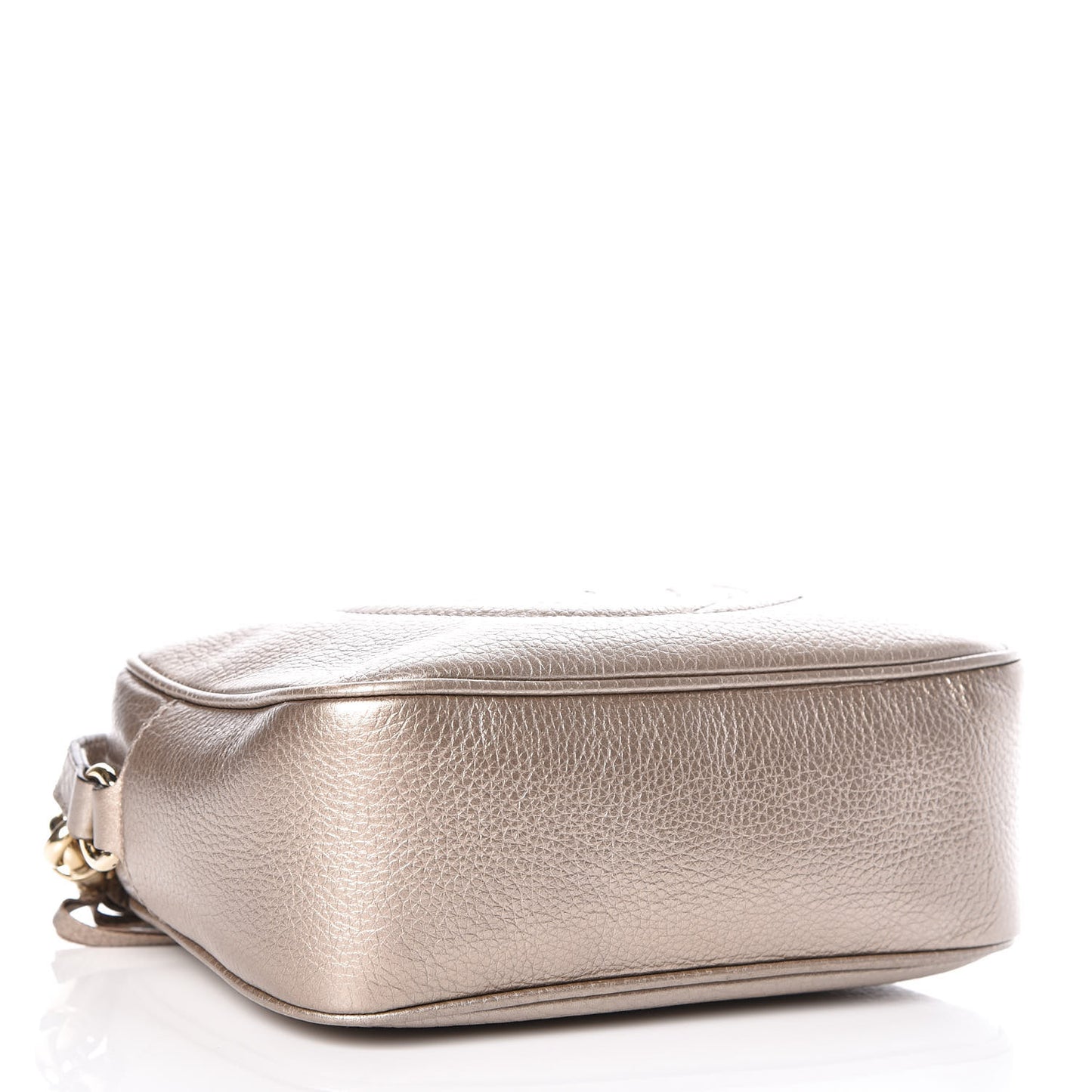 Metallic Pebbled Calfskin Small Soho Disco Bag Golden Beige