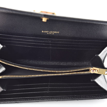 Saint Laurent Grain De Poudre Matelasse Chevron Monogram Flap Wallet Black 5 of 8