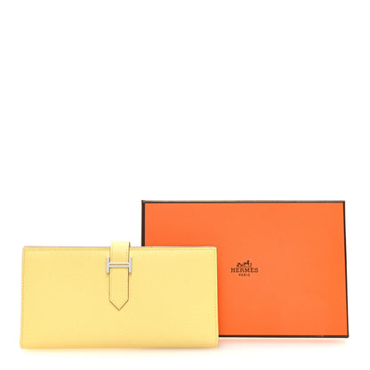 Hermes Epsom Bearn Gusset Wallet Jaune Poussin Nata 7 of 7