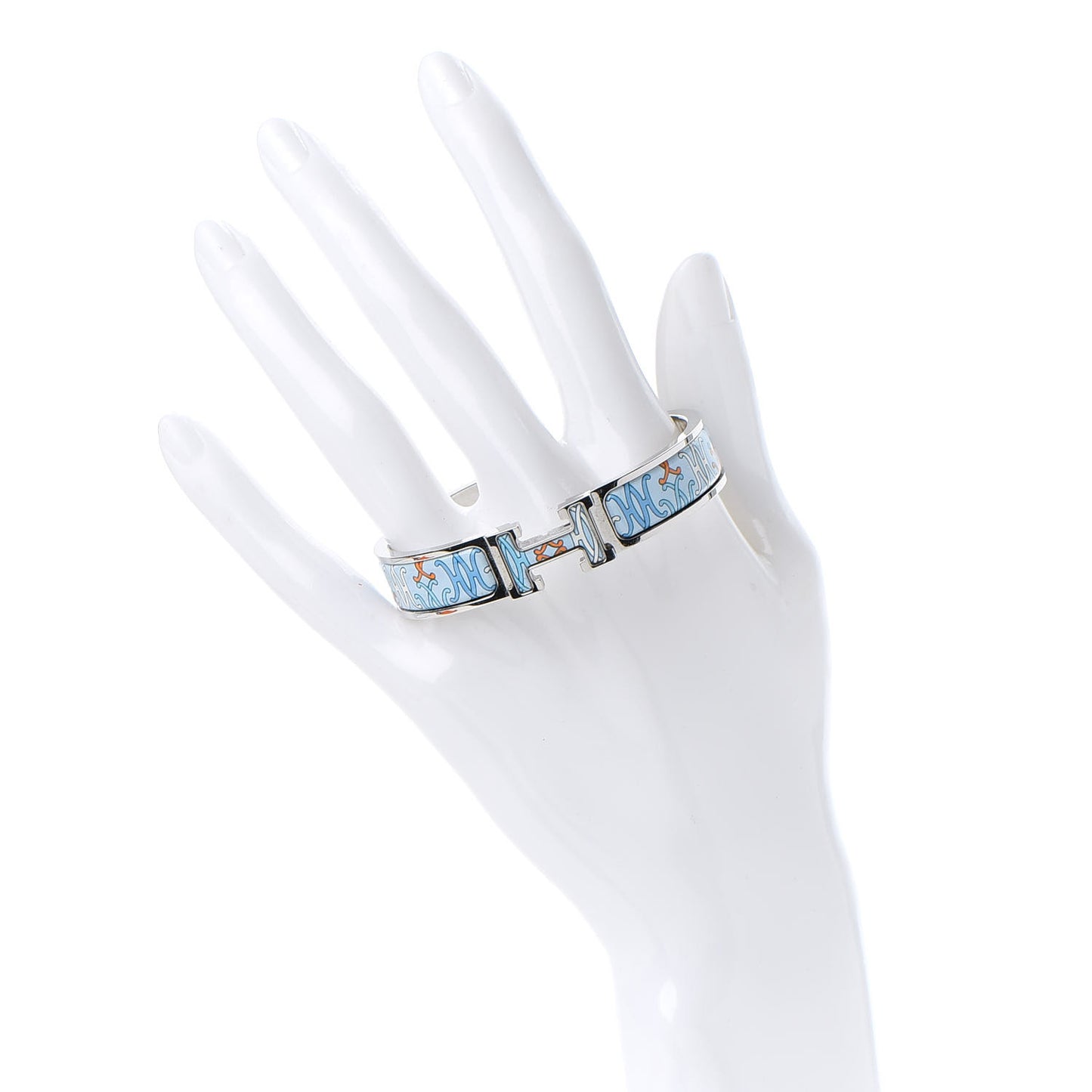 Enamel Narrow Print H Lift Clic Clac H Bracelet PM Orange Blue