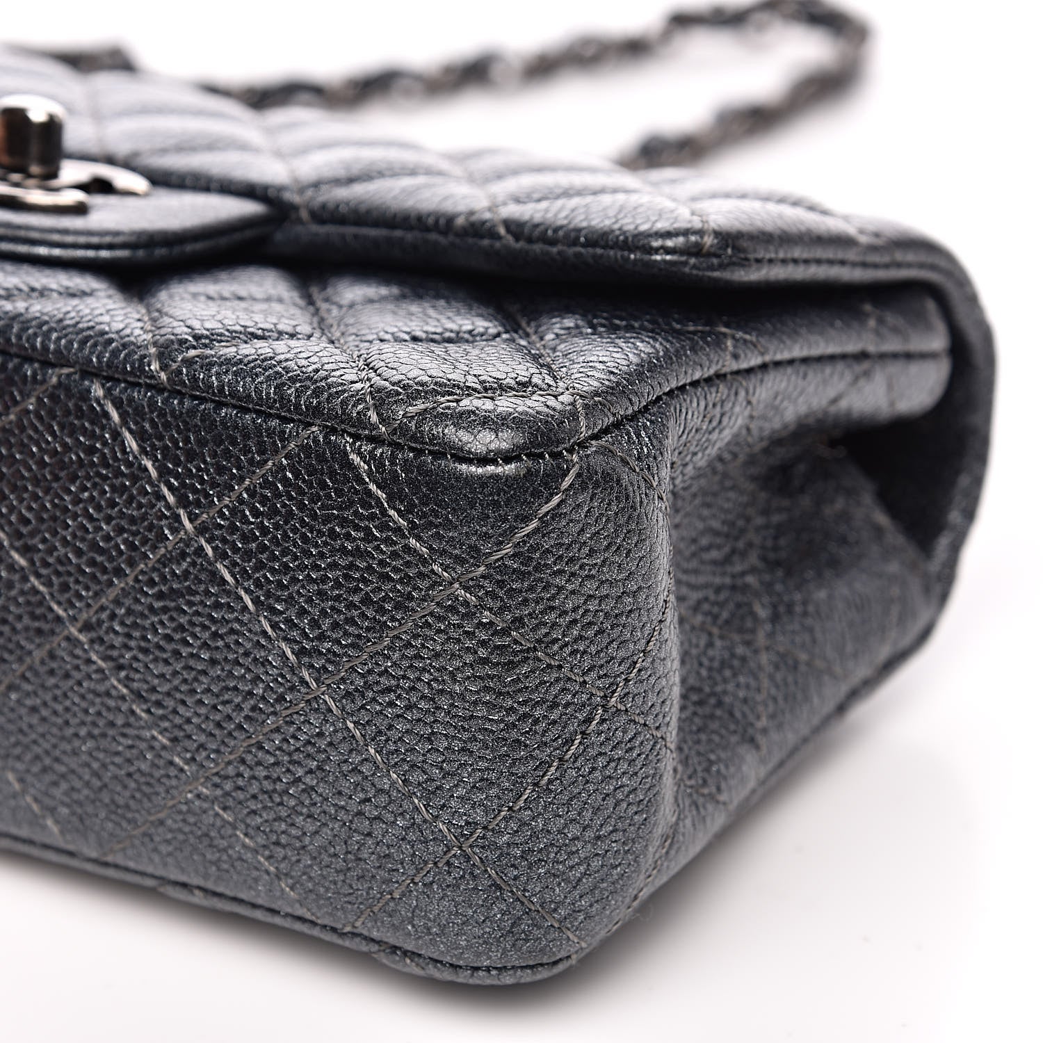 Chanel Pearly Caviar Quilted Mini Rectangular Flap Grey 9 of 13