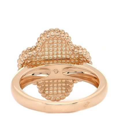 Van Cleef & Arpels 18K Yellow Gold Diamond Mother of Pearl Vintage Alhambra Ring 48 4.5 3 of 4