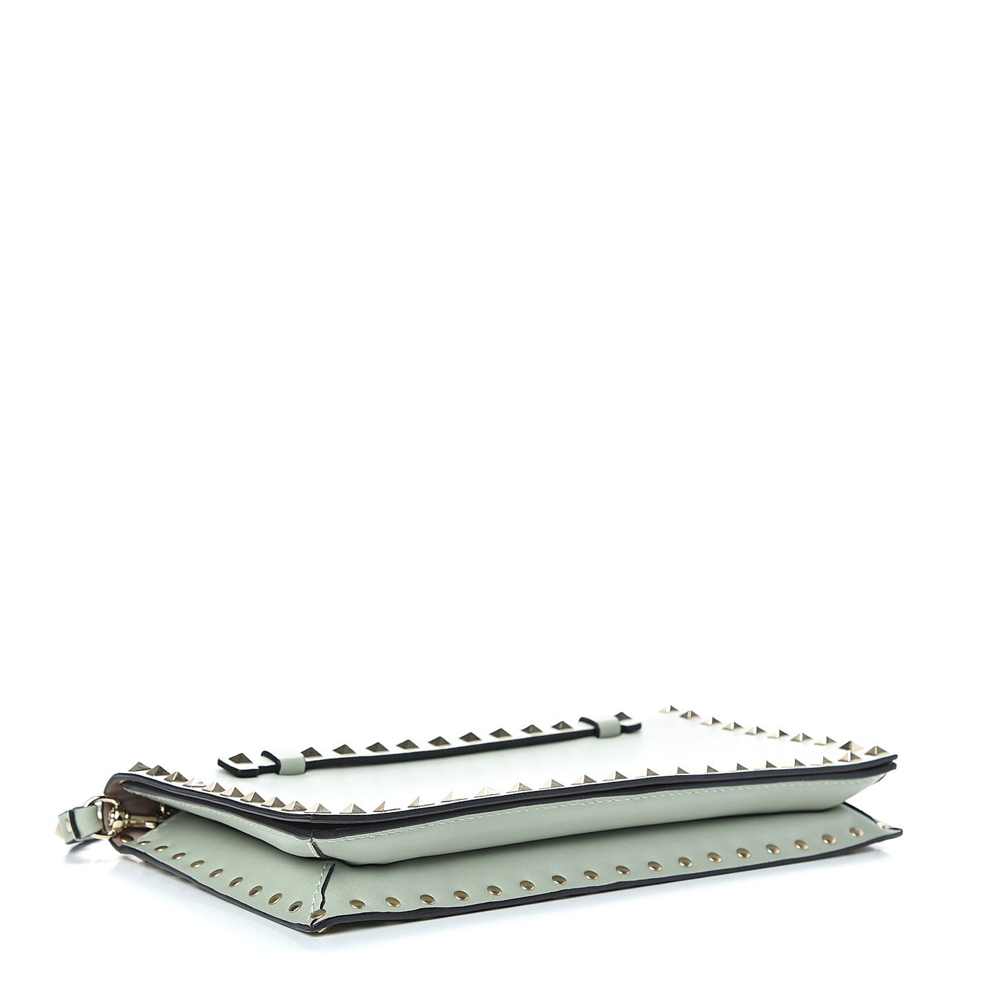 Nappa Rockstud Wristlet Clutch Water Green