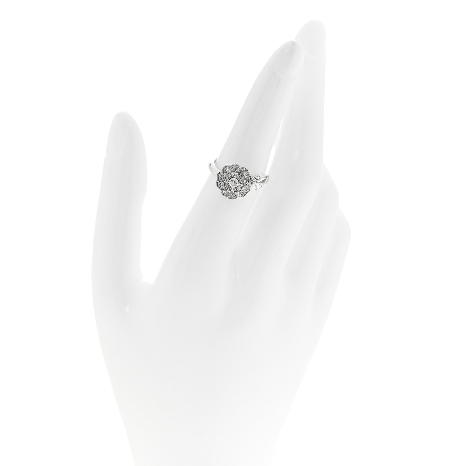 Chanel 18K White Gold Diamond Camelia Precieux Ring 50 5.5 2 of 5