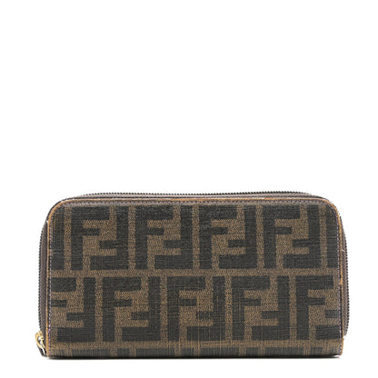 Fendi Zucca Spalmati Vitello Elite Zip Around Wallet Tobacco Viola 1 of 9