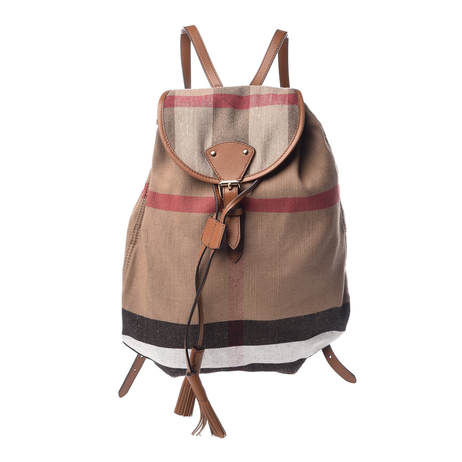 Burberry Canvas Mega Check Medium Chiltern Backpack Tan 1 of 6