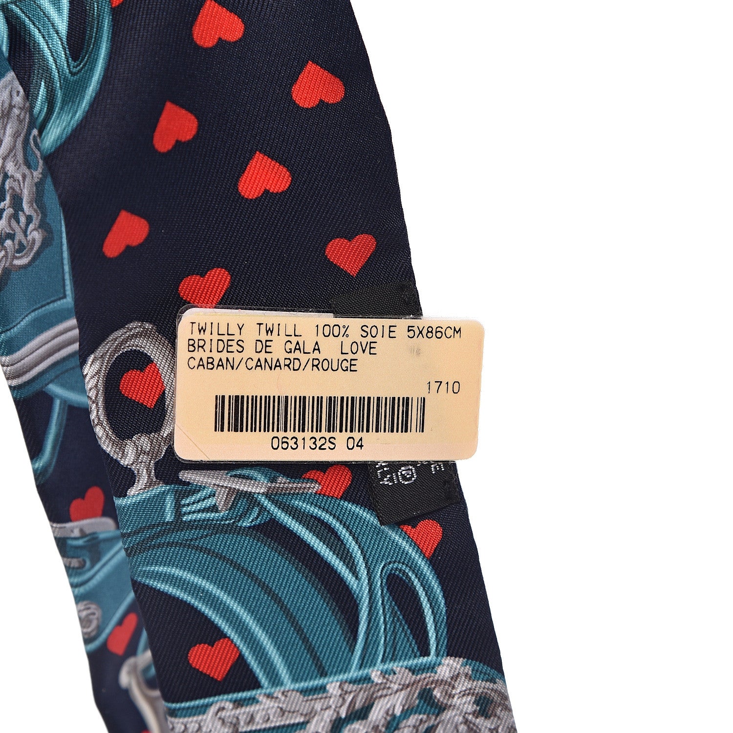 Hermes Silk Brides de Gala Love Twilly Caban Canard Rouge 3 of 5