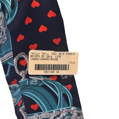 Hermes Silk Brides de Gala Love Twilly Caban Canard Rouge 3 of 5