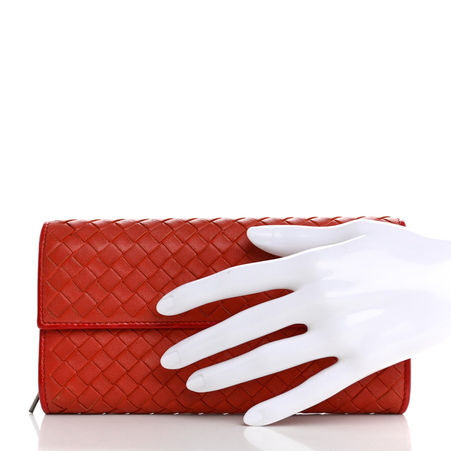 Nappa Intrecciato Continental Wallet Red