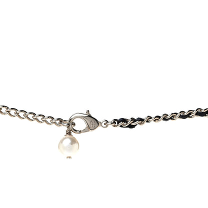 Chanel Lambskin Resin Pearl Dazzling Domino Short Necklace Gold Black 3 of 4