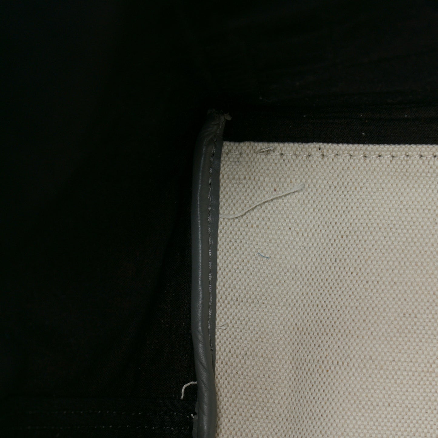 Cotton Canvas Calfskin M Navy Cabas Grey