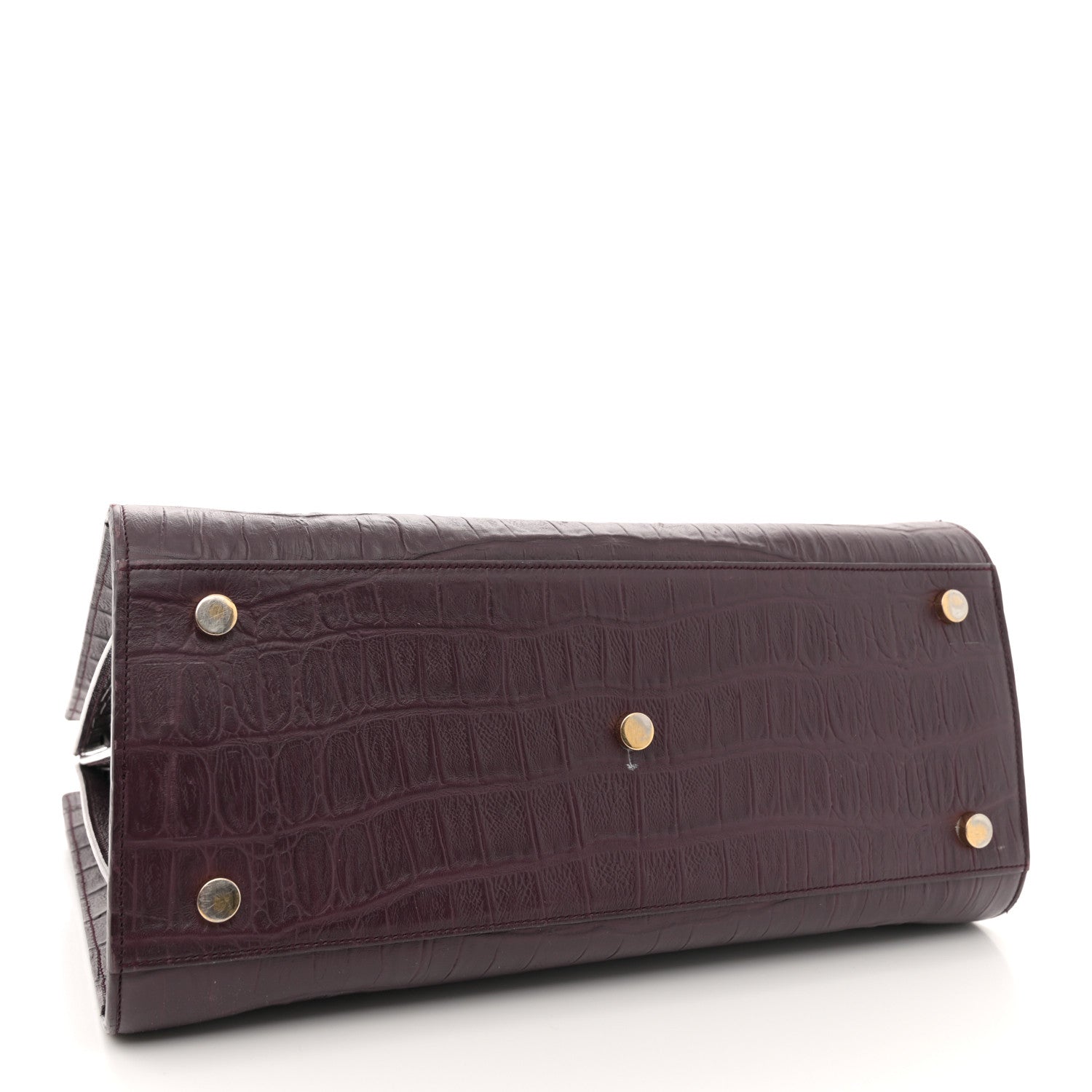 Saint Laurent Calfskin Crocodile Embossed Small Sac de Jour Wine 4 of 15