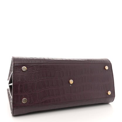 Saint Laurent Calfskin Crocodile Embossed Small Sac de Jour Wine 4 of 15