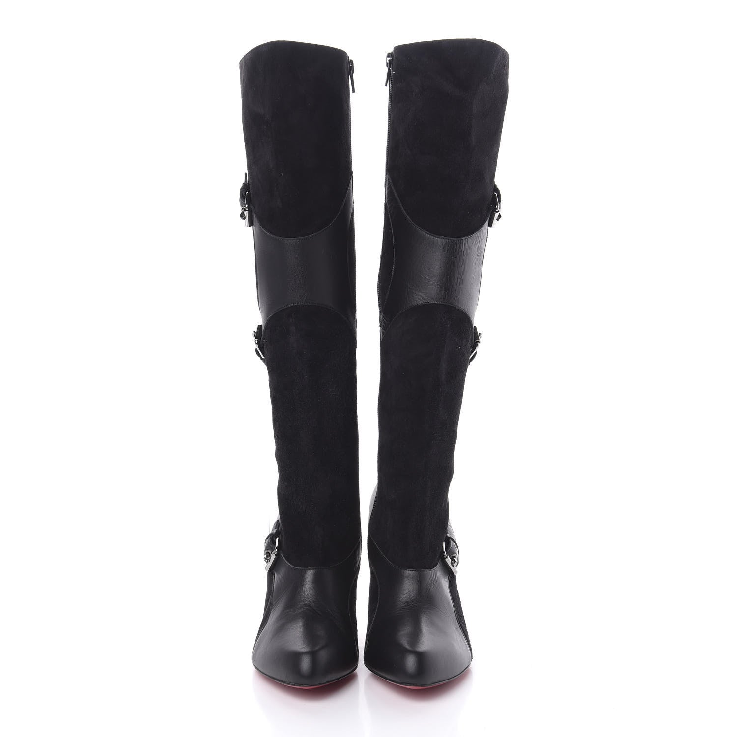 Christian Louboutin Calfskin Cuoio Canassone Botta 100 Knee Boots 38.5 Black 2 of 8