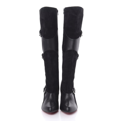 Christian Louboutin Calfskin Cuoio Canassone Botta 100 Knee Boots 38.5 Black 2 of 8