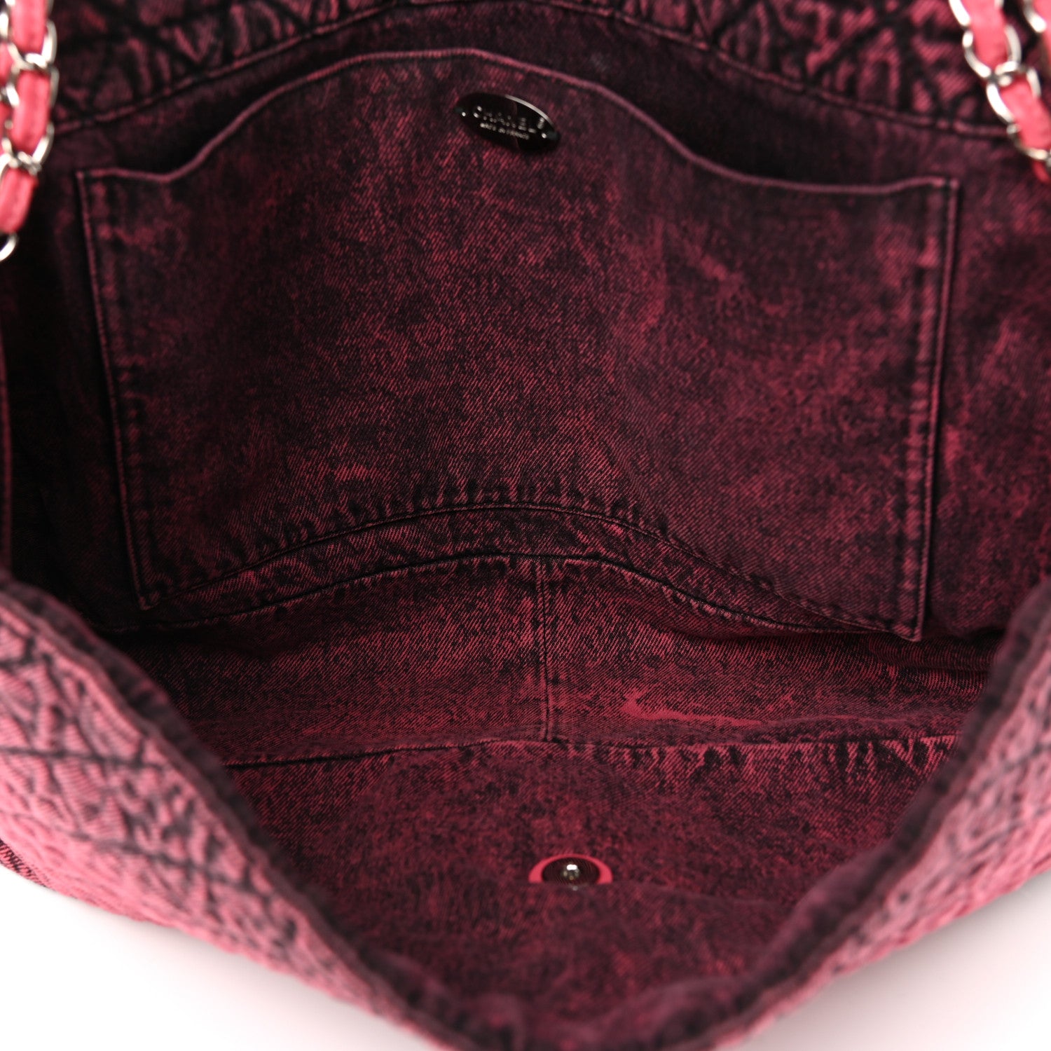 Chanel Denim Quilted Denimpression XXL Flap Red Black 5 of 10