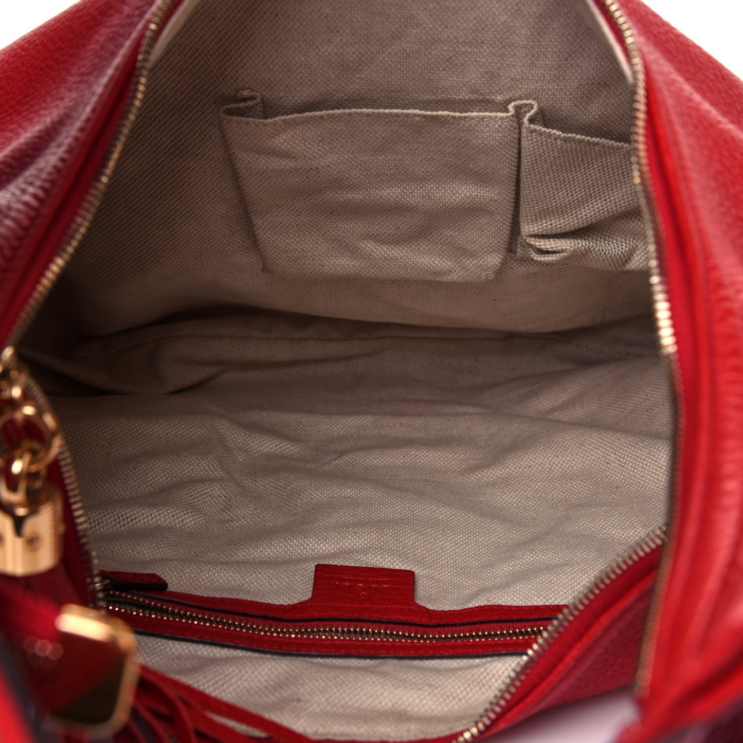 Pebbled Calfskin Large Soho Hobo Red