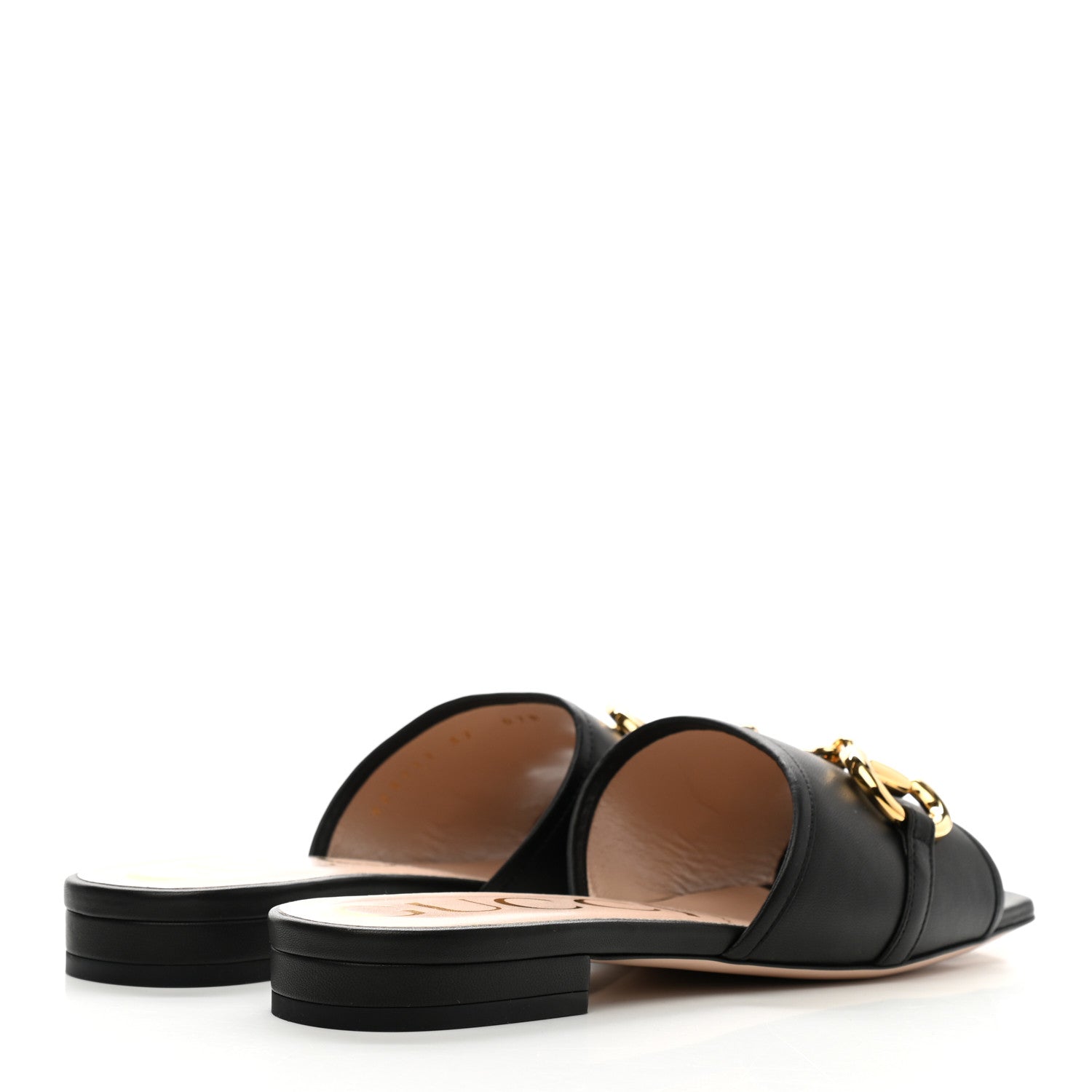 Gucci Nappa Horsebit Flat Slide Sandals 37 Black 4 of 9