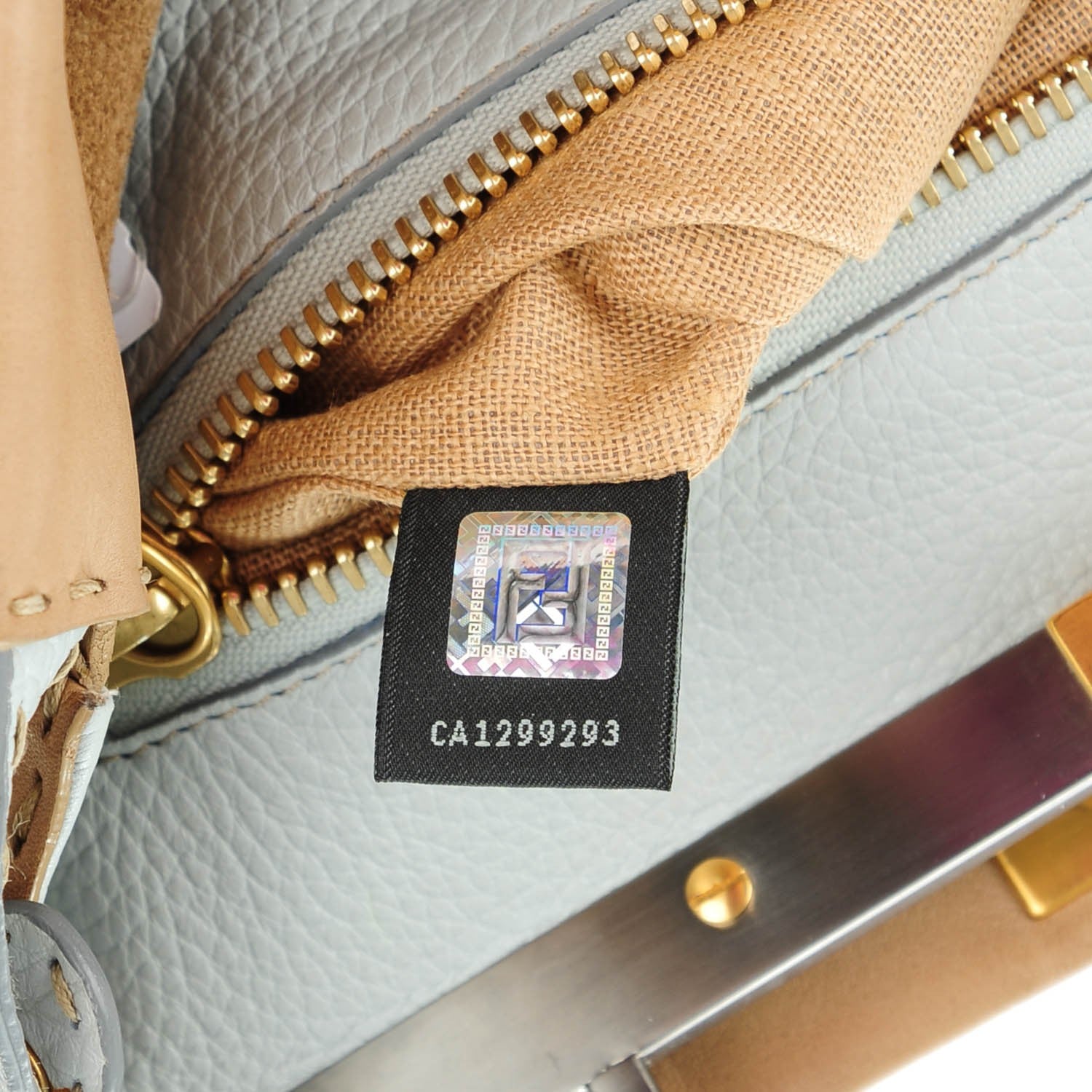 Fendi Vitello Saddle Cuoio Romano Selleria Medium Peekaboo Iconic Satchel Fango Acqua 7 of 10