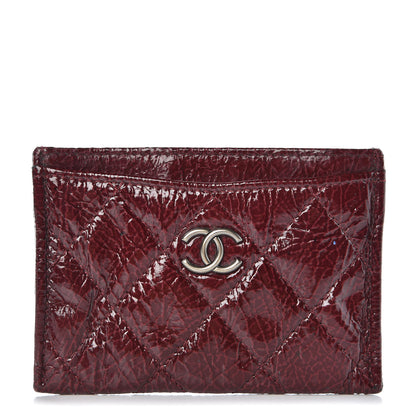 Chanel Distressed Patent Quilted Card Holder Bordeaux 1 of 7