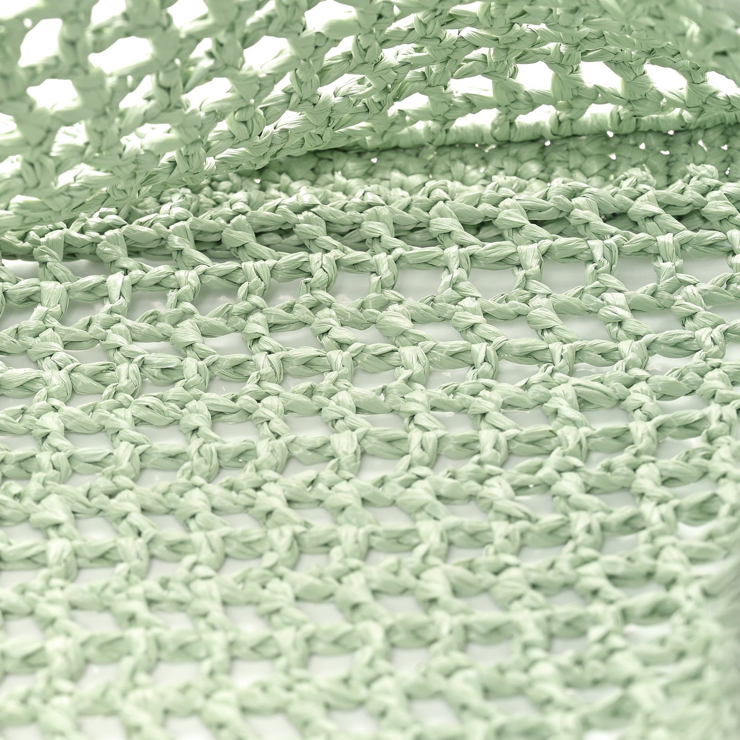 Yarn Raffia Effect Crochet Logo Embroidered Tote Bag Acqua