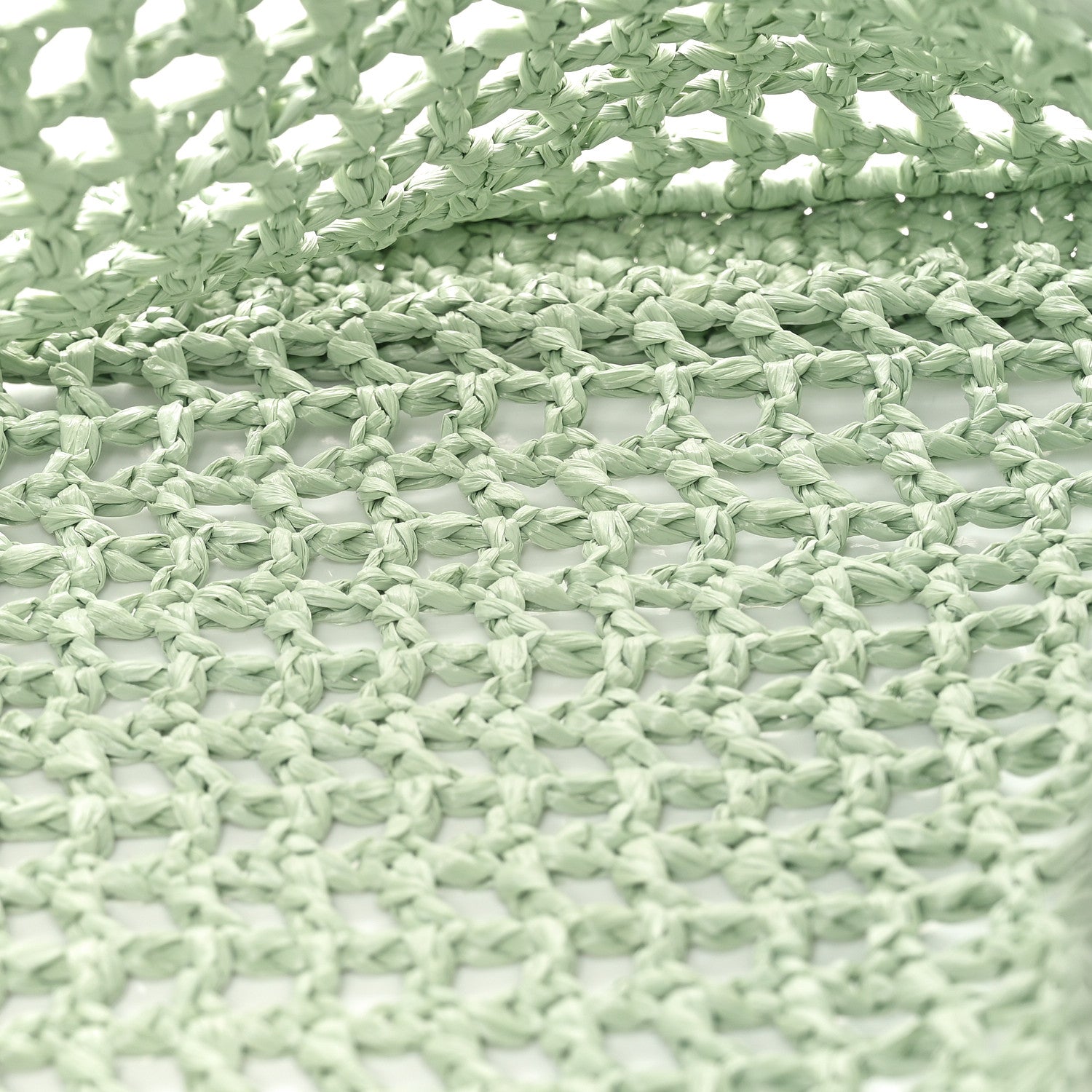 Prada Yarn Raffia Effect Crochet Logo Embroidered Tote Bag Acqua 5 of 10