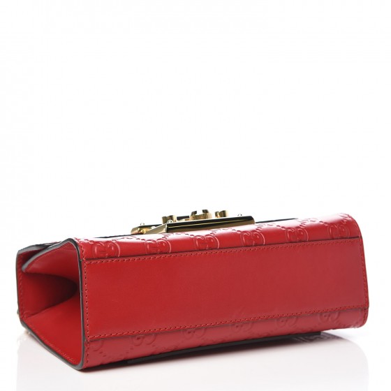 Guccissima Small Padlock Shoulder Bag Hibiscus Red